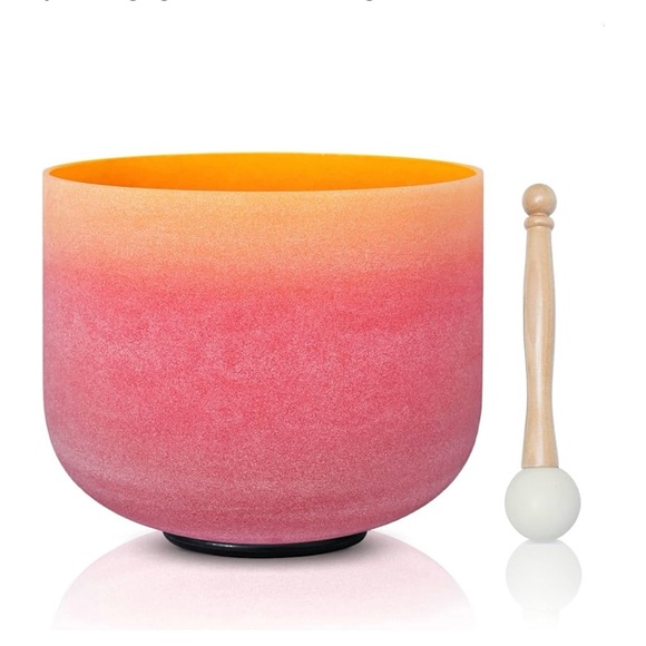 8 Inch Yellow rainbow Colored Throat Chakra E Note Quartz Crystal Singing Bowl. - Picture 7 of 15